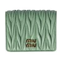 MIU MIU Matelassé Lambskin Wallet Trumpets Women's Aquamarine