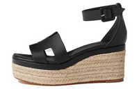 HERMES Strap Sandals 8.5cm Women's Black