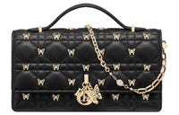 DIOR Sheepskin Shoulder Bag Crossbody Bag Handbag Mini Women's Black