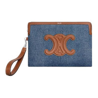 CELINE Denim Clutch Trumpets Women's Blue
