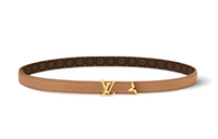 LOUIS VUITTON Letter Logo Smooth Buckle Leather Belts Women's Brown Width: 2cm