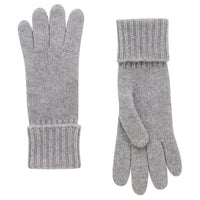 SAINT LAURENT Leather Cashmere Knit Gloves Unisex Gray