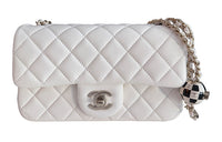 CHANEL 23C Spring Classic Flap CF Sheepskin Shoulder Bag Crossbody Bag Regular Women's White