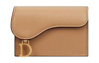 DIOR Saddle Goatskin Card Clip Card Holder Women's Bronze