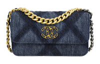 CHANEL 19Bag Denim Shoulder Bag Crossbody Bag Regular Women's Washable Blue