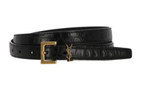 SAINT LAURENT Saint Laurent, Ribbed Buckle Closure Leather Belts Unisex Width  2cm