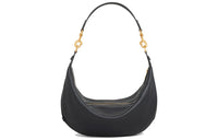 CELINE Imitation Deerskin Soft Calfskin One Shoulder Handbag Medium Size Women's Black
