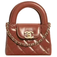 CHANEL Leather Crossbody Handbags Women's Brown