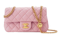 CHANEL Sheepskin Chain Bag, Shoulder Bag, Crossbody Bag Mini Women's Pink