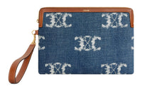 CELINE Denim Clutch Small Size Women's Marine Blue/Tan