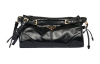 PRADA Leather Handbag Shoulder Bag Small Size Women's Black