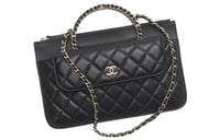 CHANEL Lambskin Shoulder Bag Crossbody Bag Handbag Women's Black