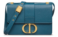 DIOR Cow Leather Box Bag, One Shoulder Handbag, Crossbody Bag Women's Blue
