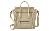 CELINE Luggage Drum Pattern Cow Leather Smile Bag Shoulder Bag Crossbody Bag Handbag Extra Mini Women's Ecru