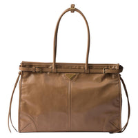 PRADA Soft Leather Shoulder Bag Crossbody Bag Handbag Large Size Women's Cameo Brown