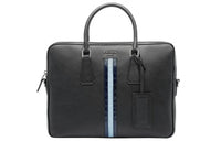 PRADA Leather Crocodile Leather Briefcase, Handbag Men's Black