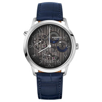HERMES SLIM D'HERMÈS Series Wrist Watch Automatic Mechanical Movement Crocodile Leather Strap 39mm Black Dial Unisex