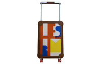 HERMES Luggage Collection Canvas With Leather Suitcase Luggage Unisex Orange red/beige/light Khaki