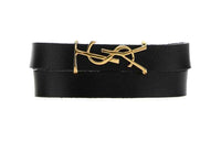 SAINT LAURENT Leather Logo plaque Bracelet