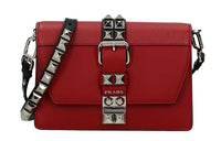 PRADA Leather Shoulder Bag Crossbody Bag Women's Red