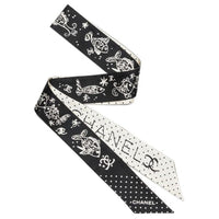 CHANEL Silk Twill Hair Bands Women's Black