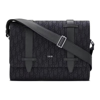 DIOR Jacquard Canvas Messenger Bag Shoulder Bag Crossbody Bag Men's Black