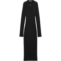 PRADA Long Sleeved Ribbed Midi Dress