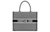 DIOR BookTote Embroidery Handbag Women's Black/White