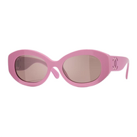 CHANEL Acetate Nylon Oval Sunglasses Women's Pink