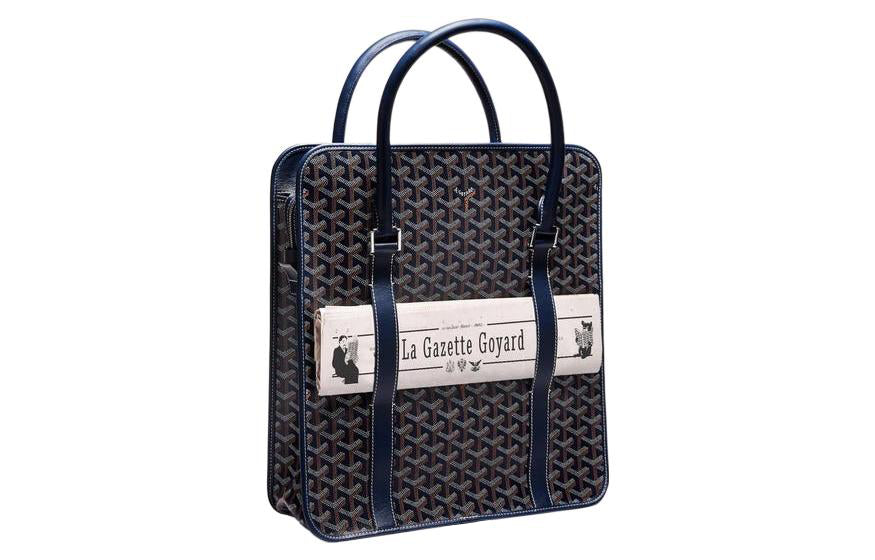 GOYARD Bourgogne Canvas With Leather Handbag Unisex Marine Blue