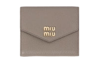 MIU MIU Leather Wallet Small Size Women's Clay Gray