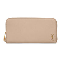 SAINT LAURENT Cow Leather Wallet Women's Beige