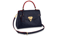 LOUIS VUITTON Cow Leather Handbag Shoulder Bag Crossbody Bag Medium Size Women's Deep Sea Blue & Red