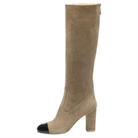 CHANEL 24K Knee-high Boots 9cm Women's Umber