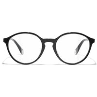 CHANEL Acetate Metal Alloy Irregular Shape Eyeglass Frames Unisex Black