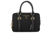 PRADA Cow Leather With Nylon Shoulder Bag Crossbody Bag Handbag Women's Black