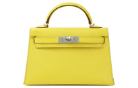HERMES Jaune Citron Epsom Leather Handbag Mini Women's Lemon