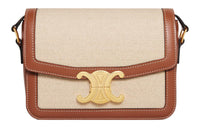 CELINE Triomphe Textile With Calfskin Crossbody Bag, Shoulder Bag Women's