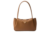 PRADA Leather One Shoulder Handbags Medium Size Women's Caramel
