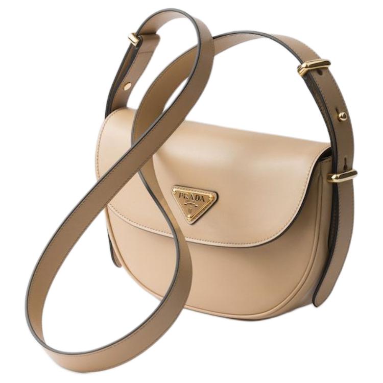 PRADA Arque Calfskin Shoulder Bag Women's Sand