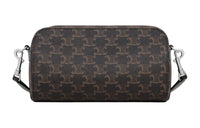 CELINE Cow Leather Messenger Bag Shoulder Bag Crossbody Bag Men's Black