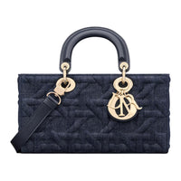 DIOR Denim Fabric Shoulder Bag, Crossbody Bag, Handbag Medium Size Women's Blue