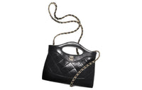 CHANEL Shiny Cow Leather Long Rectangular Handbag Shoulder Bag Crossbody Bag Mini Women's Black