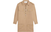 CELINE Saharienne Mini Dress In Cotton Linen
