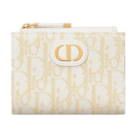DIOR 30 Montaigne Cotton Wallet Women's Gold & White