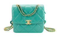 CHANEL 23P SS Sheepskin Backpack Women's Green