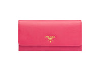 PRADA Cow Leather Wallet Women's Pink Peony