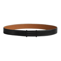 HERMES Calfskin, Metal, Leather Belts Men's Black/Brown Width 3.2CM