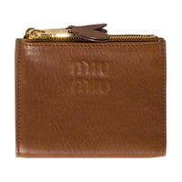 MIU MIU Leather Wallet Small Size Women's Oak Brown