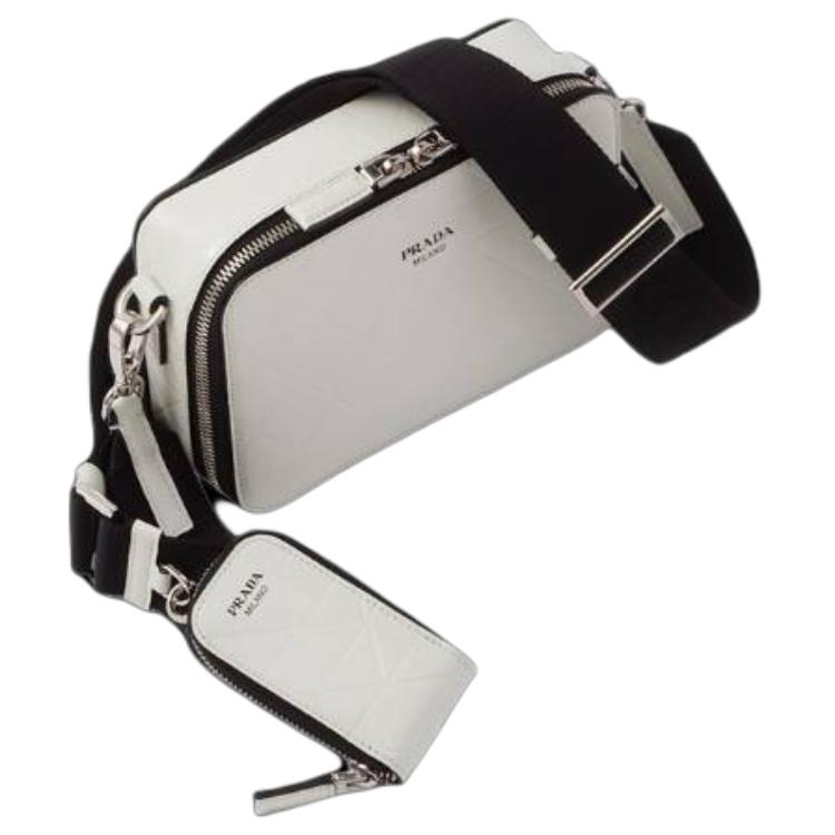 PRADA Brique Leather Shoulder Bag Unisex White